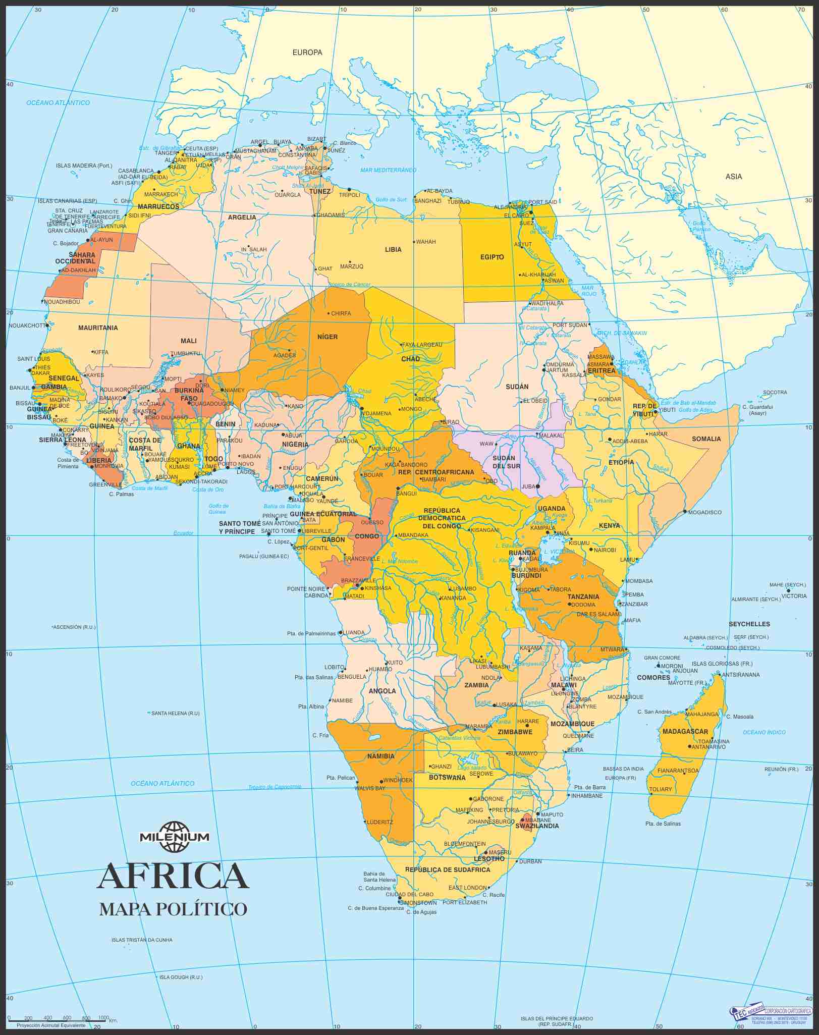 Mapa De África Político Flexible O Rígido Tec Asociados 0166