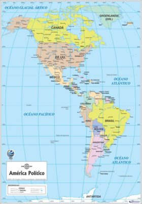 Mapa de las Tres Américas Político