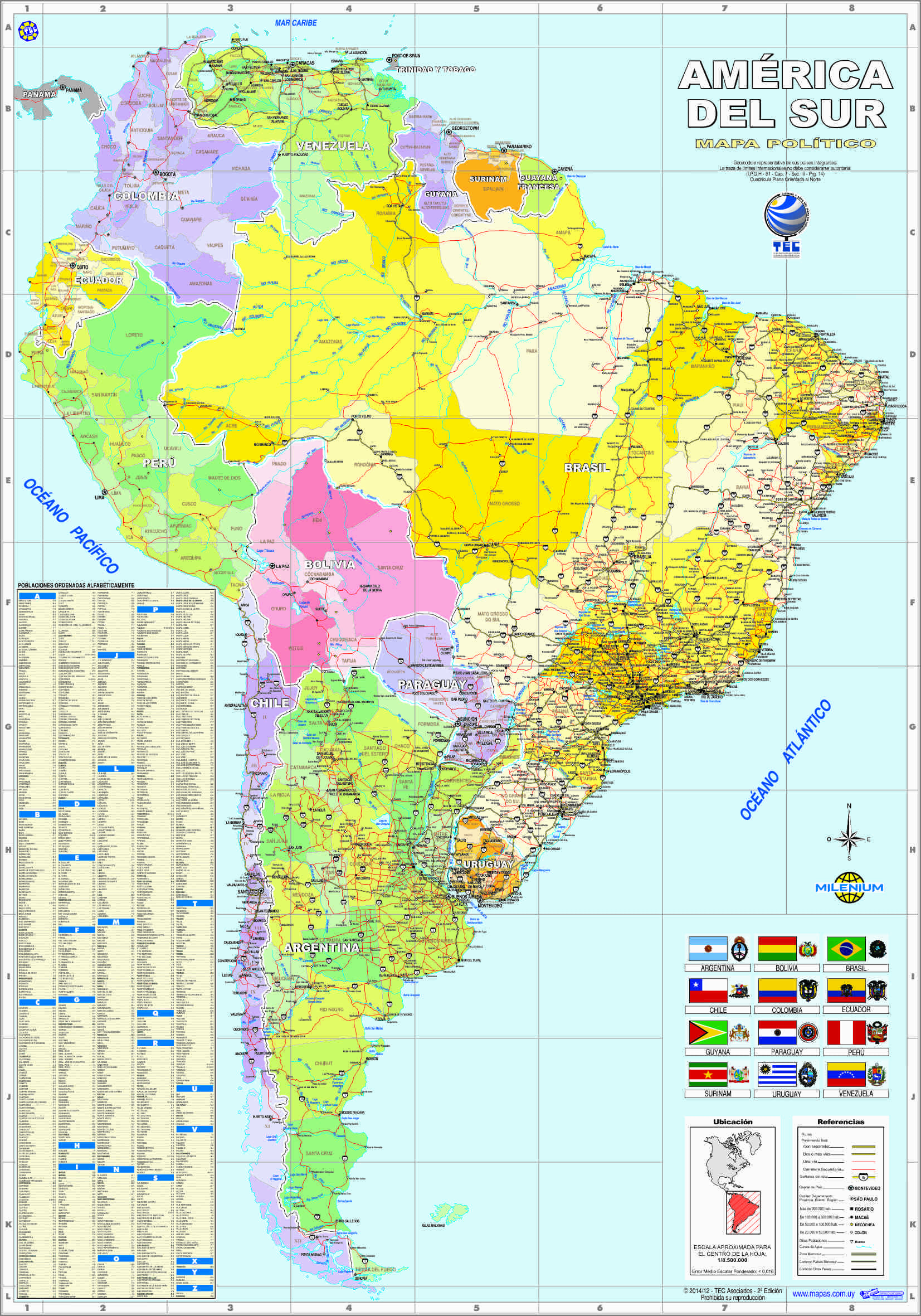 Mapa de América del Sur Político