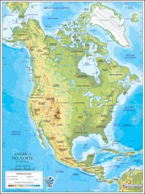 Mapa de América del Norte y Central Físico