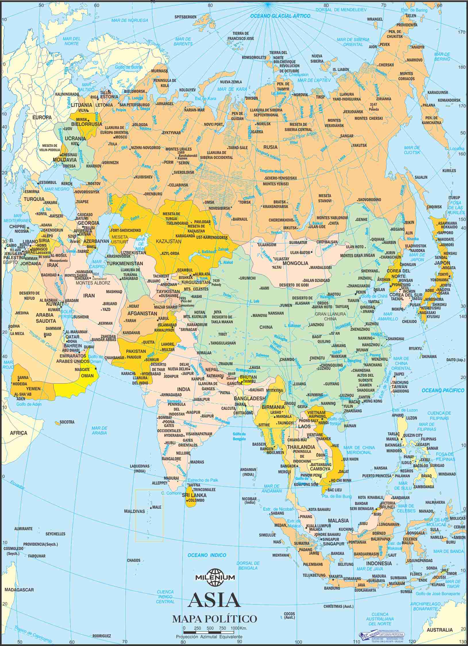 Mapa de Asia Político