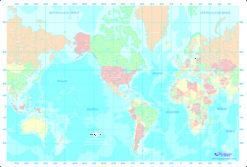 Planisferio Mercator Político Centrado en América