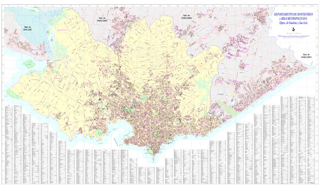 Mapa de Montevideo Metropolitano con Nomenclator